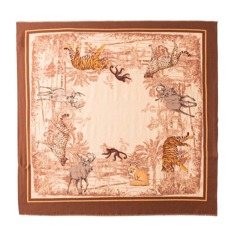 Printed Wool Square Scarf 65cm Fashion Versatile Shawl Neck Wrap Women