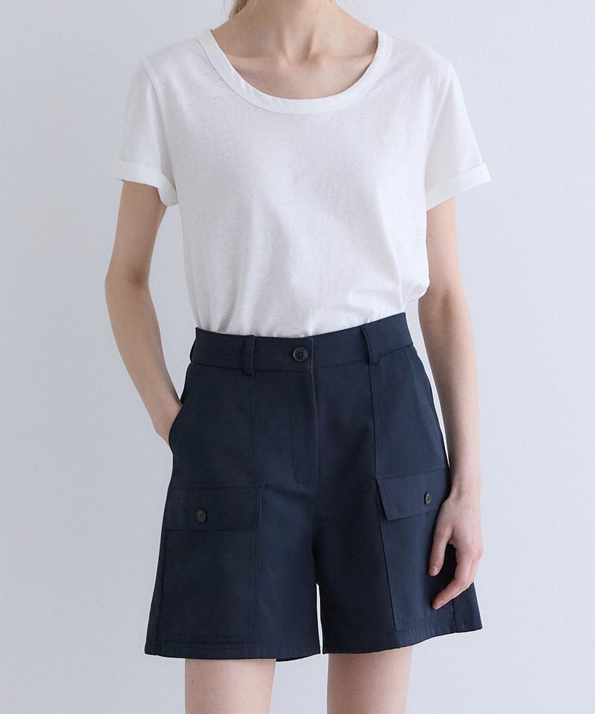 OURHOPE Plain Cargo Pocket Shorts - Navy