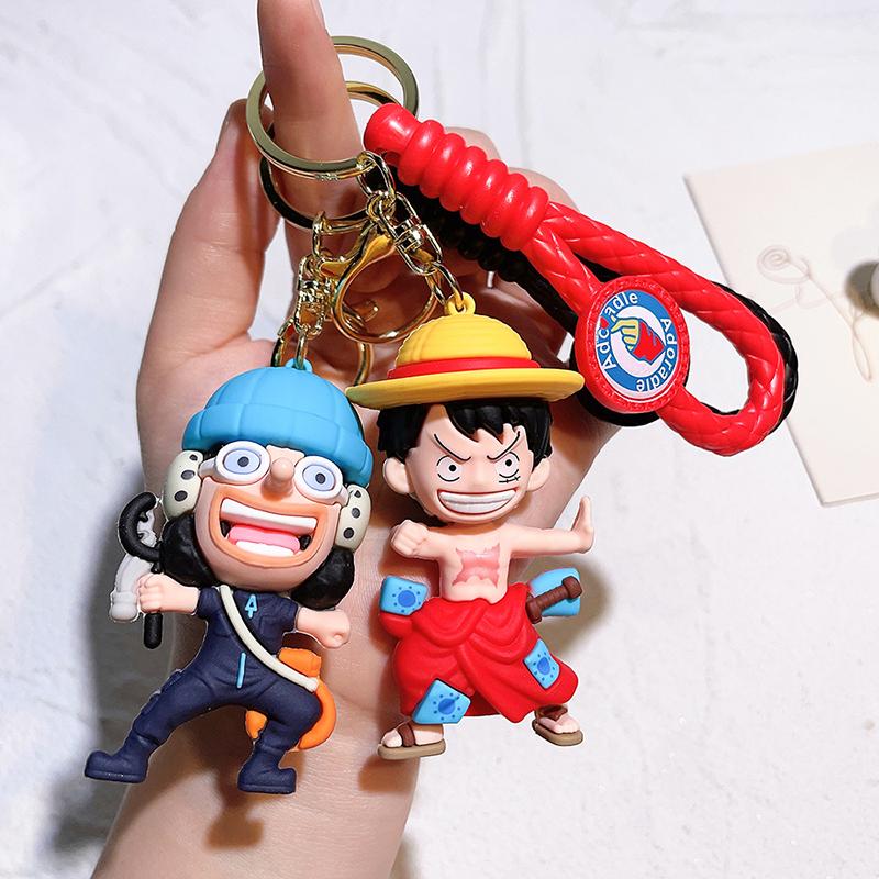One Piece Keychains Anime Monkey D. Luffy Tony Chopper Roronoa Zoro Cartoon Character Key Chains Keyring Doll Bag Pendent