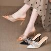 2024 Women High-heeled Rhinestone Slippers Stiletto High Heels Slippers Flip Flops Woman Pointed Open Toe Slides Party Shoes