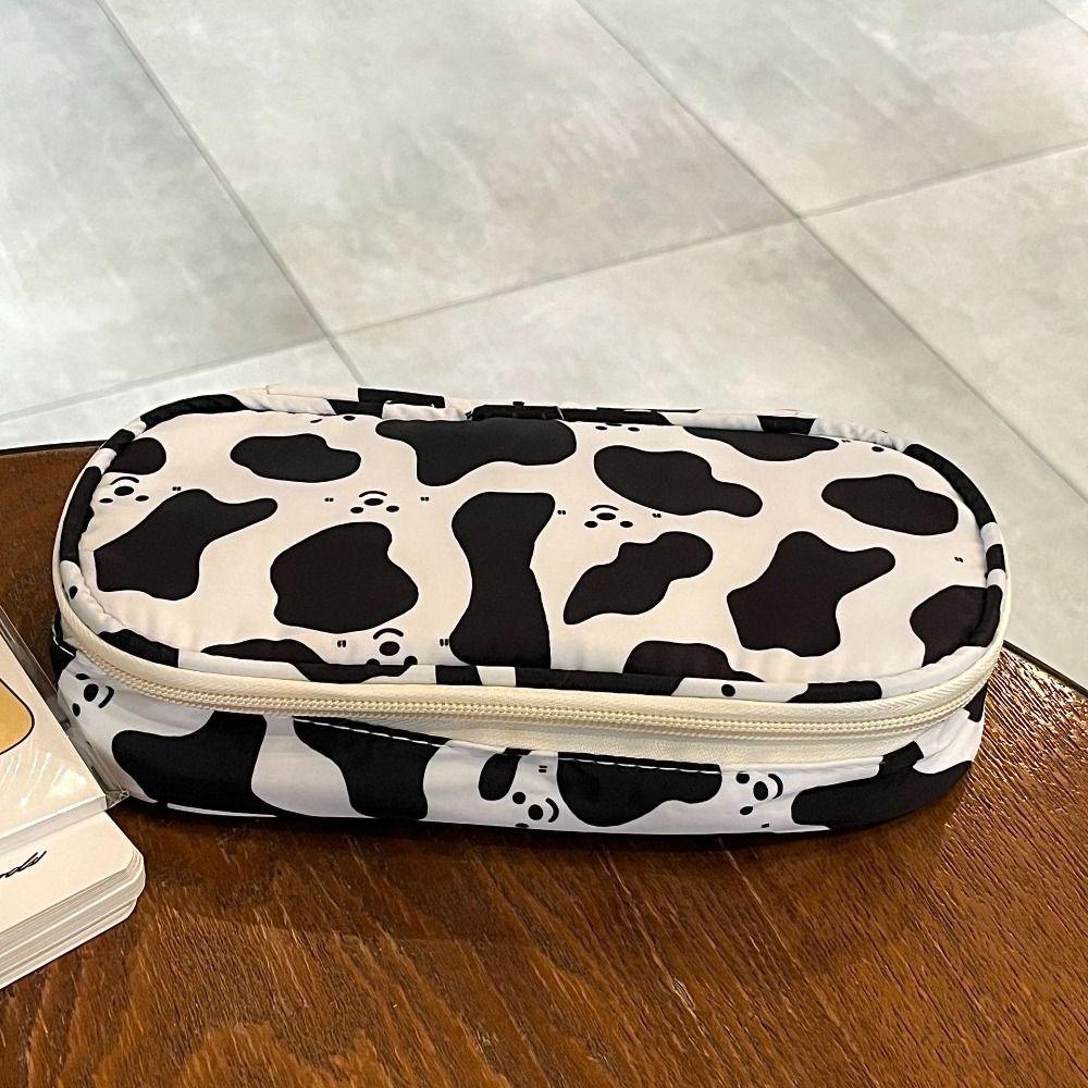 Large Capacity Pen Bag Cow Patterned Stationery Bag New Pencil Case  Students Supplies