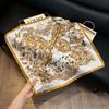71Cm New Chinese Simulation Silk Square Scarf Soft and Skin-friendly Ink Flower Rhyme Printing Silk Scarf Neck Sunscreen Small Scarf
