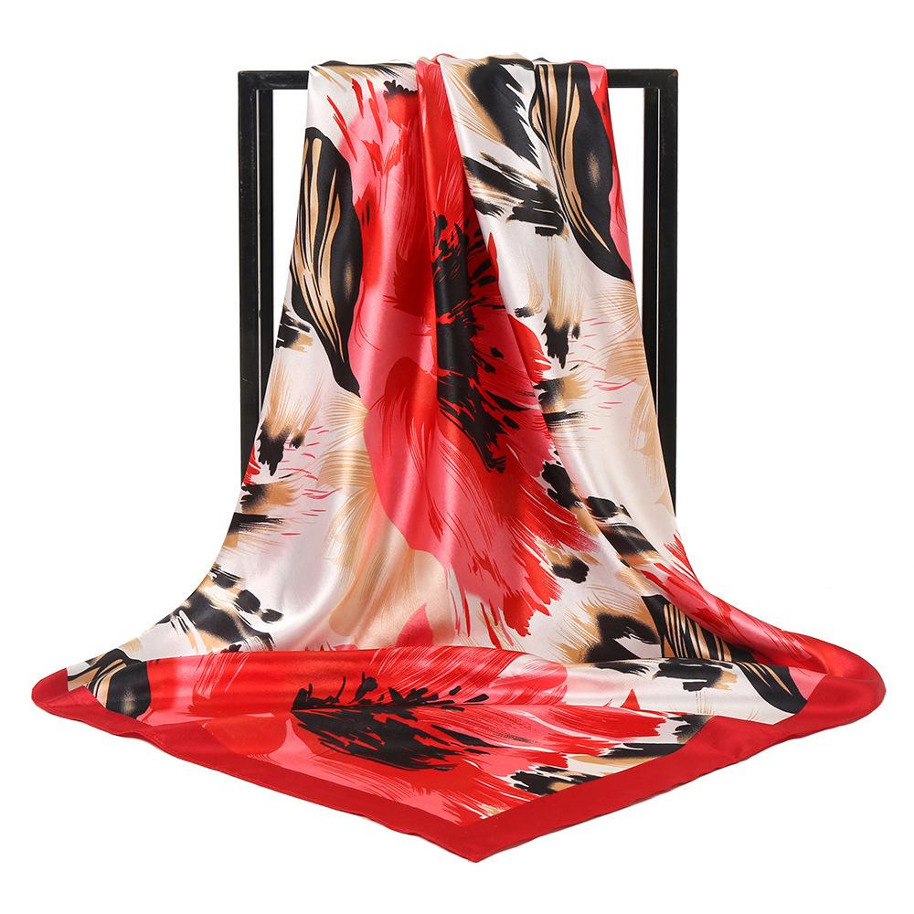 Spring and Autumn Women's Cashew Print Square Scarf Fashion Commuting Versatile Headscarf Stained Rose Square Scarf