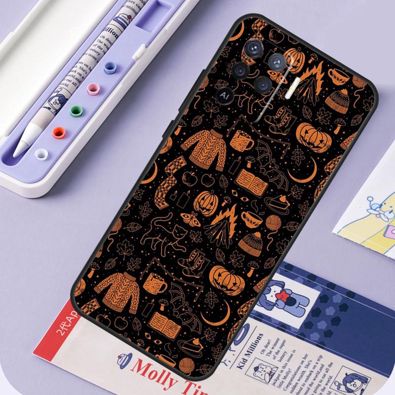 Autumn Leaves Fall Halloween For OPPO A93 A83 A91 A52 A72 A54 A74 A94 A5S A5 A9 A31 A53 A15 A16 Phone Case Back Cover
