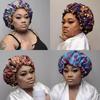 African Pattern Print Ankara Bonnet Double Layer Satin Large Turban for Women Sleep Night Hat Silk Hair Ladies Night Parties