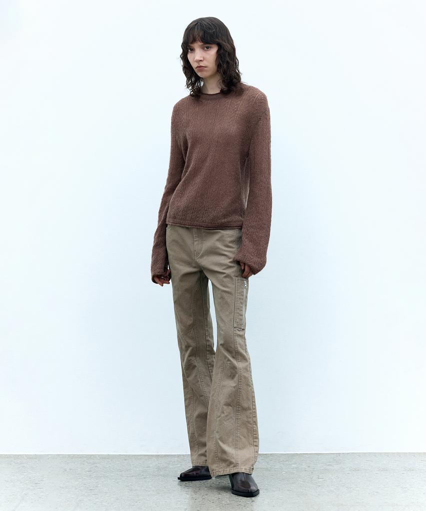 INSILENCE WOMEN Washed Bootcut Pants Ash Beige