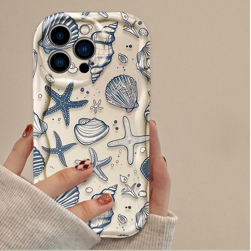 Красочный 3D чехол с волной и морскими организмами для iPhone 16 15 14 13 12 11 Pro Max X XR XS 8 7 Plus SE 2020, противоударный силиконовый чехол