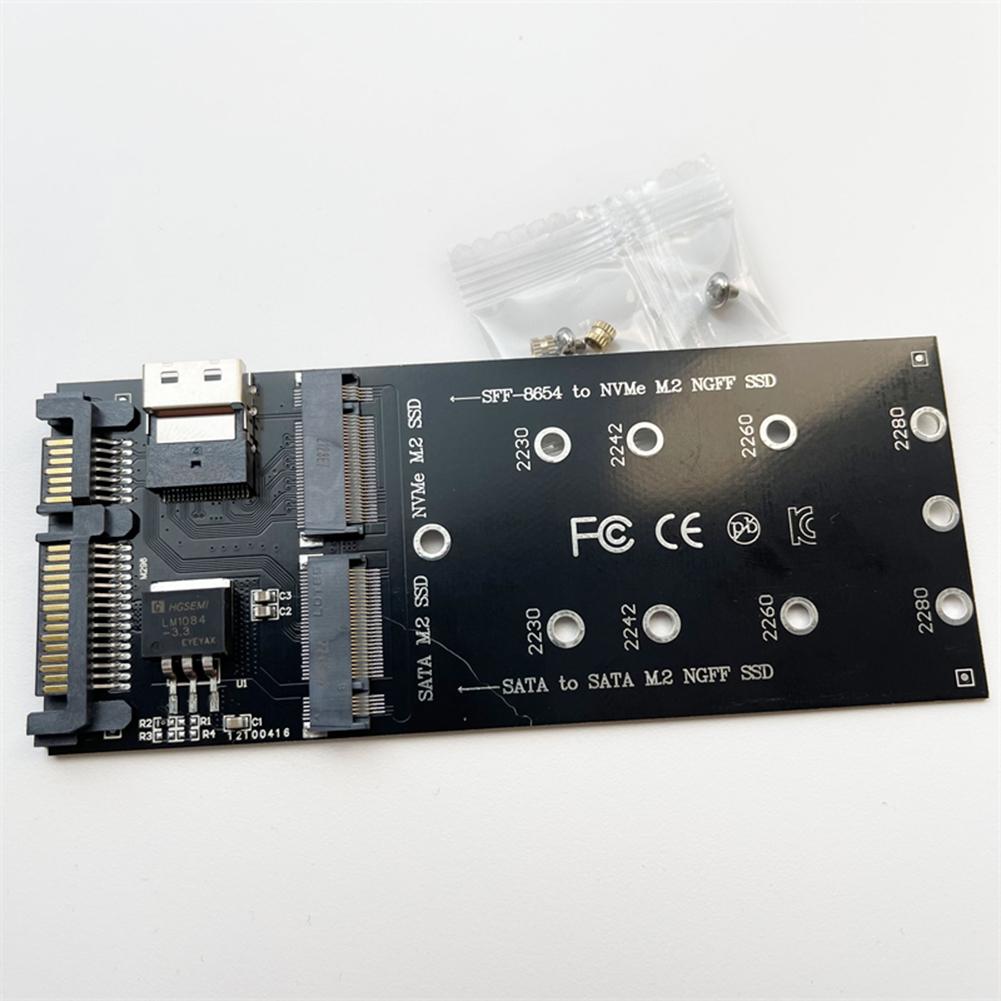 Адаптер M.2 на SATA, Конвертер SFF-8654 в M2 NVME SSD, 22-контактная SATA-плата расширения M2, Комбинированный адаптер 2 в 1 для материнской платы