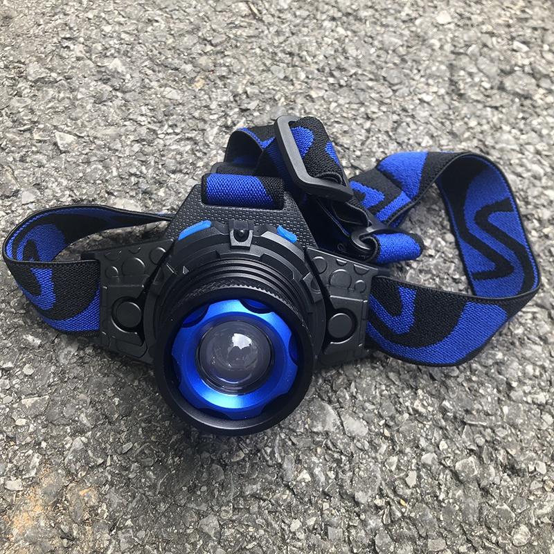 Светодиодная перезаряжаемая водонепроницаемая светодиодная фара. Поворотный зум, 3 режима налобного фонаря. Встроенная литиевая батарея для рыбалки, езды на велосипеде, кемпинга.