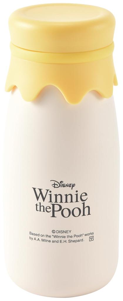 YAXEL Disney Milk Bottle-Style Stainless Steel Bottle, Winnie the Pooh (Funny Faces), Ivory, 320ml
