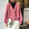 Elegant Loose Women Knitted Cardigans Lantern Sleeve Mohair Sweater Jumpers Autumn Winter Female Cardigan Jacket