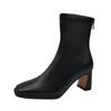 Autumn Winter Women Slimming Short Boots Fashion Back Zippers Square High Heel Shoes  New Women's Ankle Booties