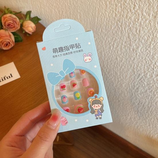 12 шт. детские накладные ногти Kawaii, самоклеящиеся накладные ногти, набор креативного маникюра для детей, украшения