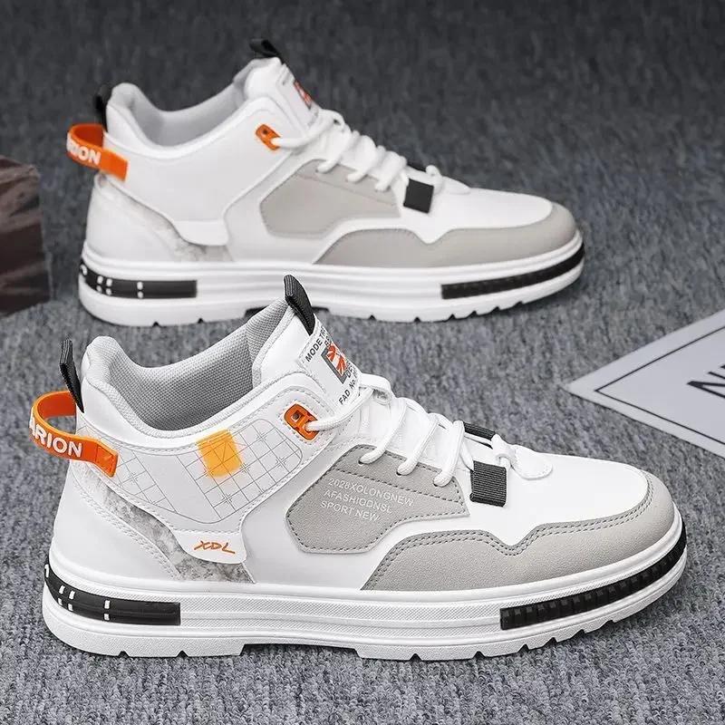 New Men's High-top Sneakers for Fall Comfortable Platform Shoes 2025 Trendy Breathable Lace-up Skate Shoes