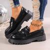 Large Size Solid Color 2025 New Muffin Thick Sole Comfortable and Fashionable One-pedal Small Leather Shoes