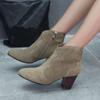 8.Women's High Heel Short Boots Fashion Suede Autumn/Winter New Thick Heel Large Size Women's Boots