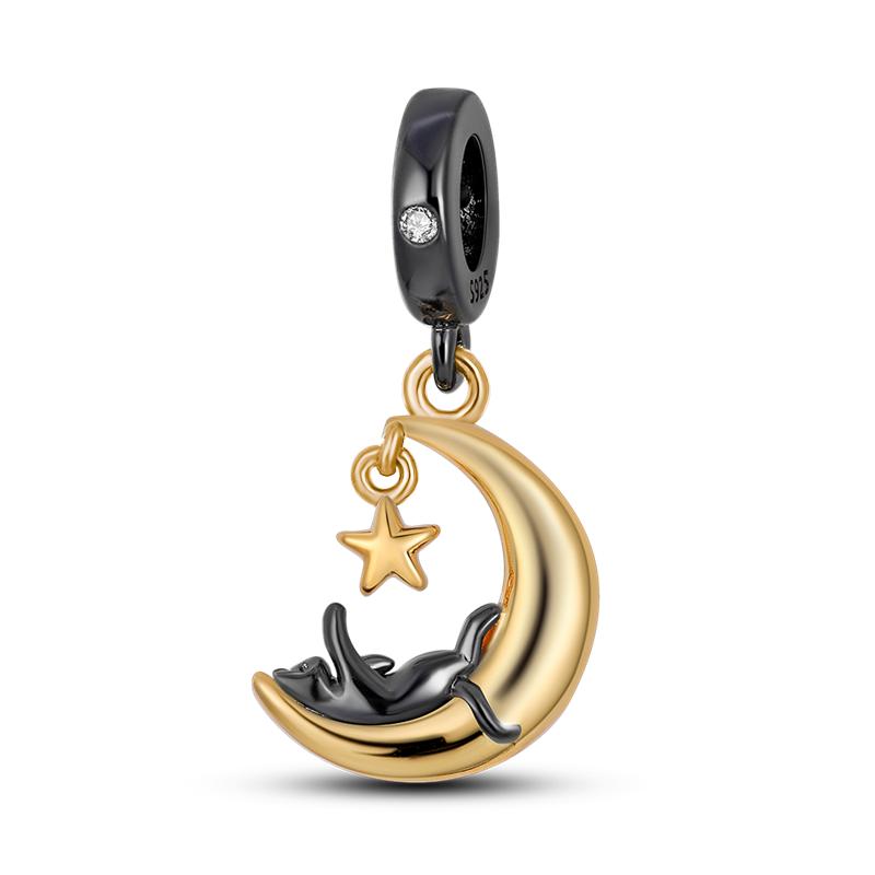 Blue Plane Devil'S Eye Charm Beads Original Charms Plata Copper Moon Cute Cat Pendants Fit Bangle Bracelet Diy Jewelry