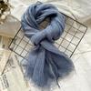 Spring and Summer Thin Breathable Linen Scarf for Women, Artistic Solid Color Shawl Pure Linen Scarf for Women
