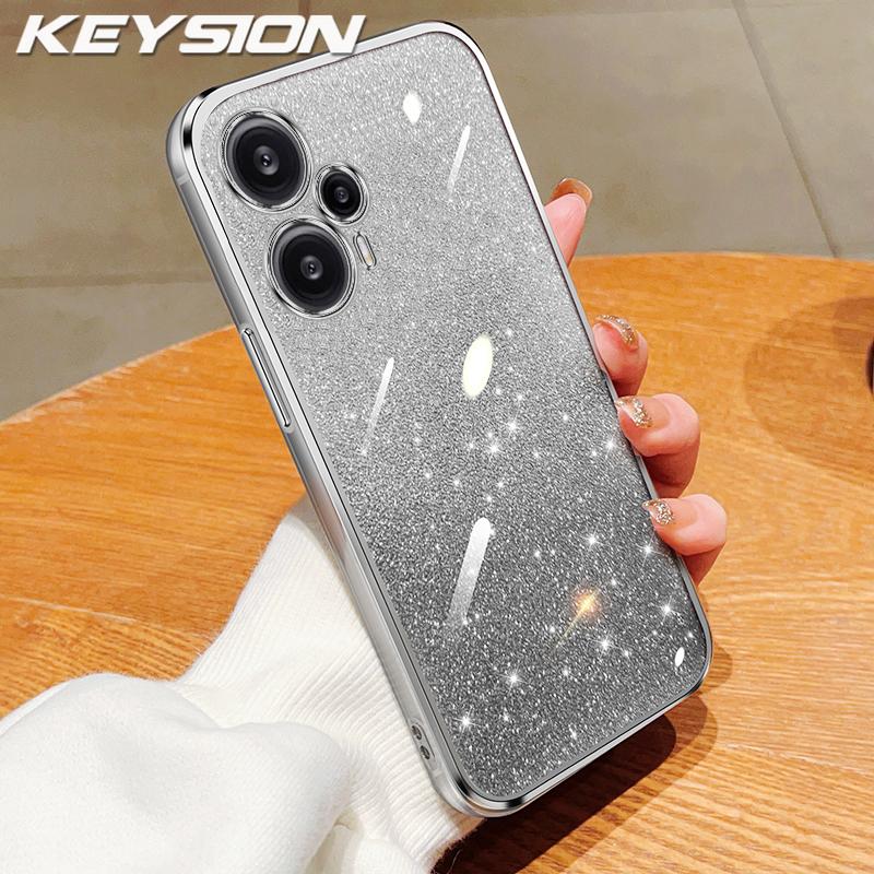 KEYSION Роскошный чехол-бампер с блестками для Xiaomi POCO F5, прозрачный, мягкий ТПУ, противоударная задняя крышка для POCO F5 Pro