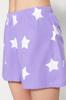 Women's Fashion New Pajama Set Light Pink 100% Cotton Star Patterned Tshirt-Shorts Knitted Pajama Set
