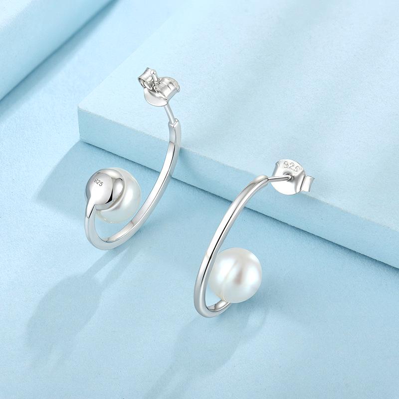 Ретро серебряные серьги-подвески S925 с жемчугом пресной воды