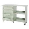 Folding Sewing Table, Multipurpose Sewing Machine Table with Compact Design, Wheels, Wooden Pegs, Storage Trays and Shelf, Magnetic Door Lock, Craft