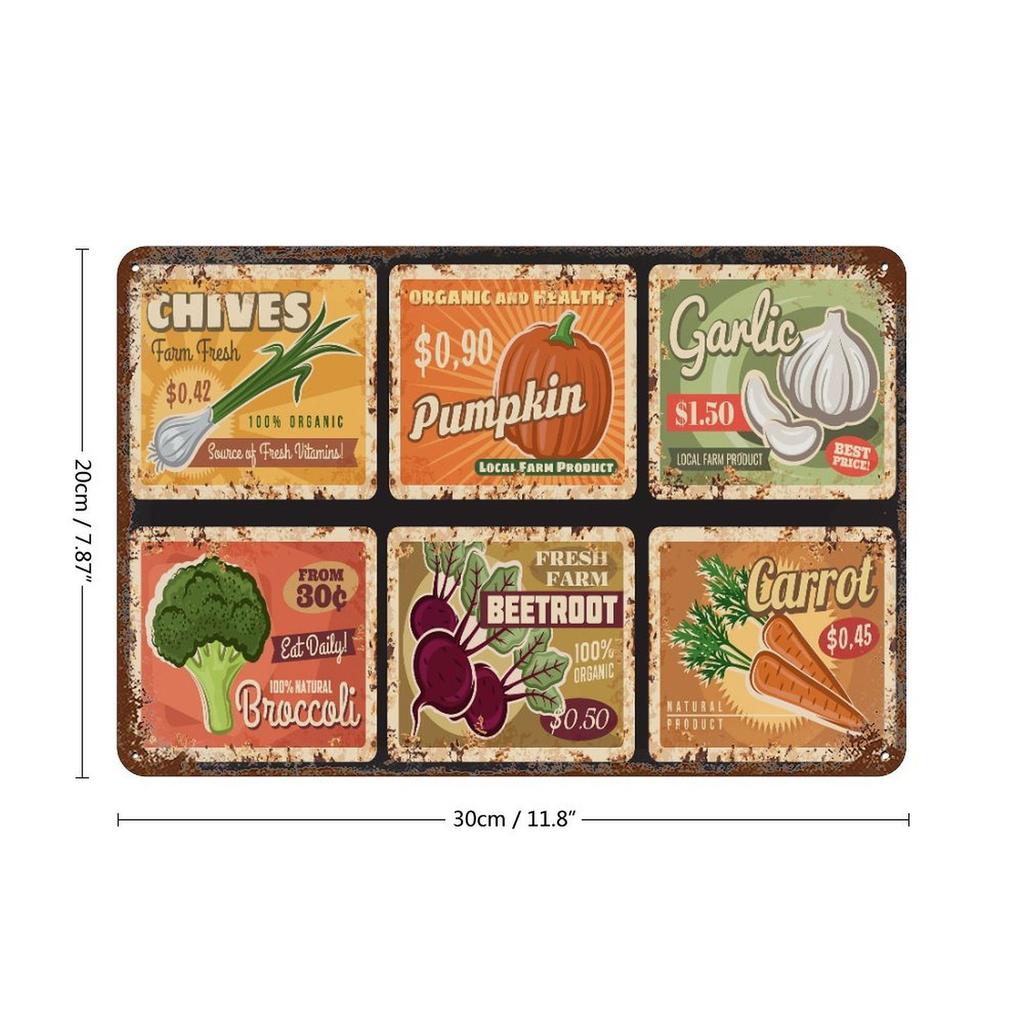 1-Pack Distressed Rustic Wall Plaque Metal, 20×30cm and 30×40cm, Aged Décor for Kitchen, Hallway or Office