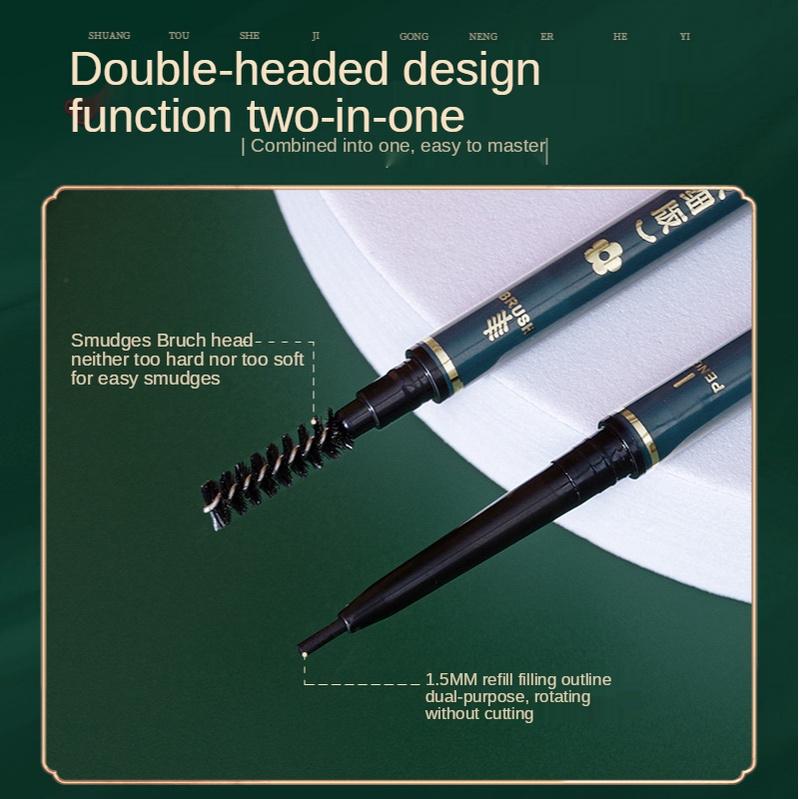Double Head Eyebrow Pencil Small Triangle Natural Three-dimensional Silkworm Contorting Eyebrow Pencil Waterproof Permanent Makeup for Women