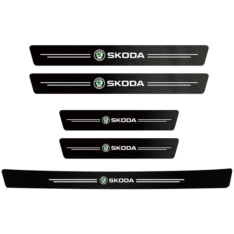 LQLT3 High-quality Carbon Fiber Car Door Sill Protector Sticker For Skoda Octavia Mk3 Fabia Kamiq Kodiaq Karoq Yeti Rapid Scala Superb