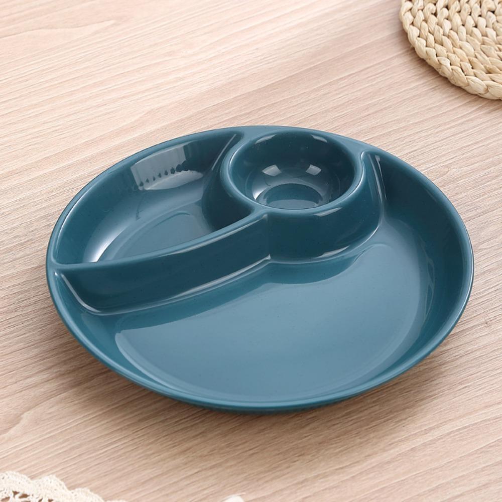 2 шт. Пластиковая тарелка для еды, пригодная для микроволновой печи, мерная тарелка для порций, портативная разделенная обеденная тарелка, контроль диеты