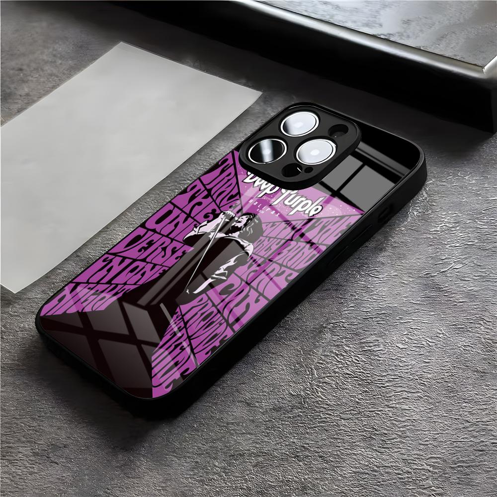 Чехол для телефона Band D-Deep P-Purple для IPhone 17 Air 16 E Pro Max 15 14 13 Mini 12 Pro 11 Max Plus Черная стеклянная крышка