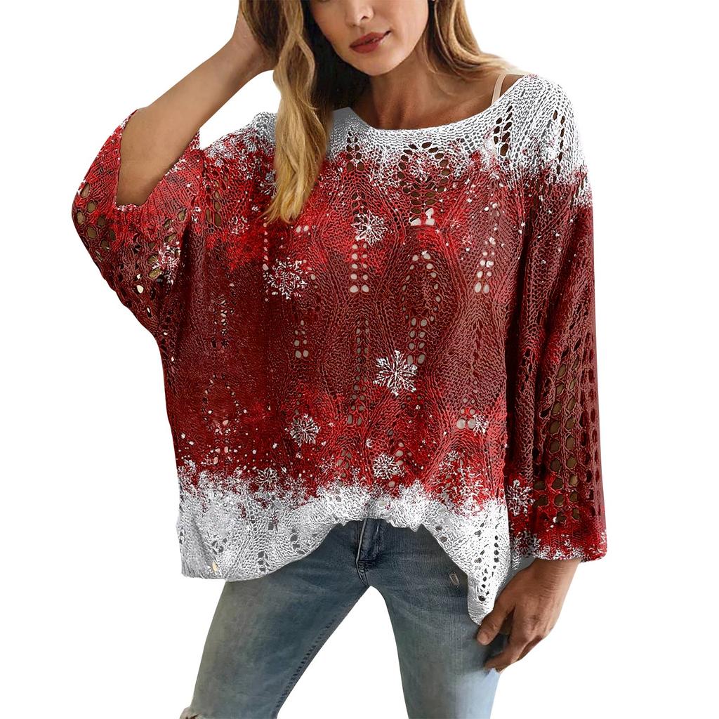 Рождественский вязаный крючком свитер для женщин, Рождественский вязаный пуловер, Рождественский уютный свитер на осень и зиму