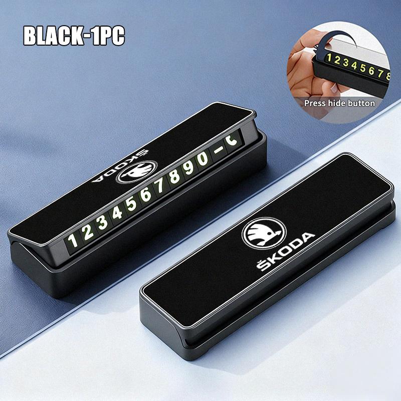 OENU7 Car Temporary Parking Phone Number Card Accessories For Skoda Rapid Octavia Derivative Enyaq-iV VisionS Yeti Scala