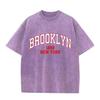 Retro Washed Vintage Brooklyn 1898 T-Shirt High Quality T-Shirts Summer Oversized Short Sleeve Clothes Cotton Loose Street Tops