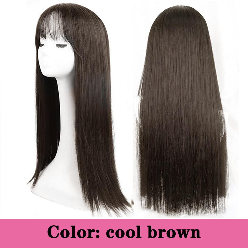 Длинный вьющийся синтетический парик с челкой по центру, темно-коричневый парик из натуральных вьющихся волос, женский парик для косплея, парик из термостойкого волокна