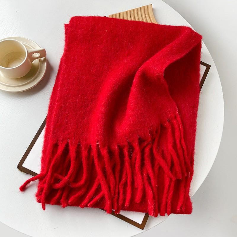 Soft Alpaca Blend Scarf Women Winter Warm Long Knit Wrap Street Style Neutral Tone Cozy Neck Warmer