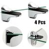 4Pcs Glass Clamp Glass Shelf Clamp Holder Wall Mount Glass Plated Brackets Flat Back Mount Holder For Partition Board Fixed Clip