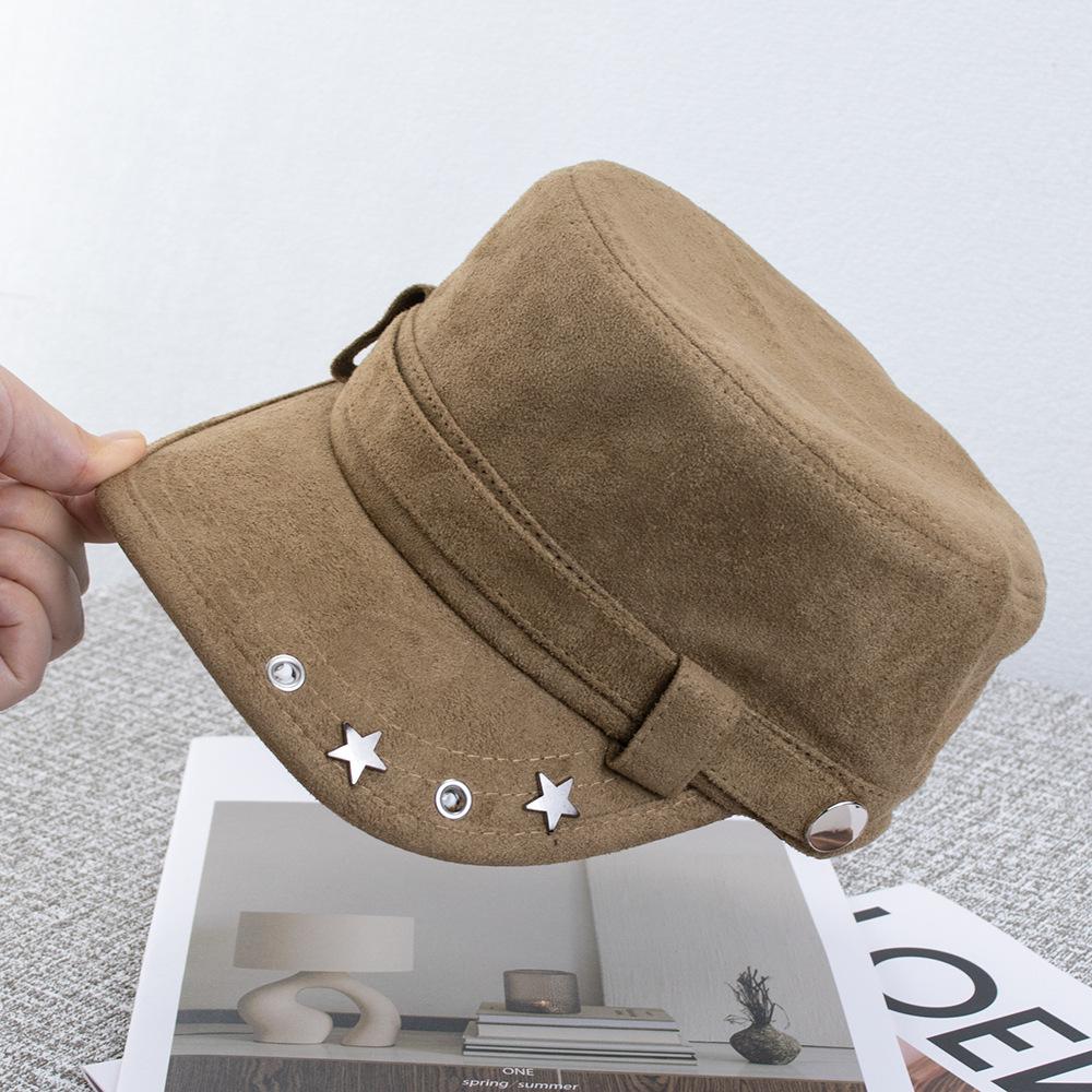 Hat Equestrian hat Women's autumn retro willow nails Newsboy hat Show face Small tooling Flat top hat Versatile coffee cap