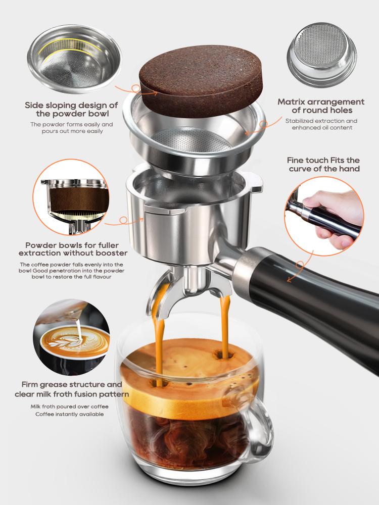 HiBREW H10A Semi Automatic Espresso Coffee Machine, Hot and Cold Extraction, 1.8L Water Tank, 20 Bar Pressure, Adjustable Temperature
