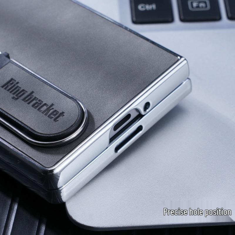 Чехол для телефона Samsung Z Fold7/6: Гальванизированная кожаная подставка для защиты складного экрана (Подходит для моделей 5/4/3)