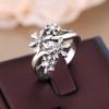 Fashion White Zircon Snowflake Ring for Women Silver Color Engagement Ring Wedding Jewelry