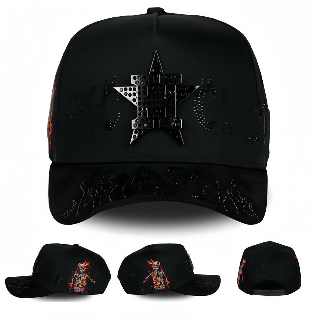 High Quality 5-Panel Curved Brim Baseball Cap with Rhinestone Embellishments Terry Fabric Dobby Style-Sporty Unisex Adult Hat