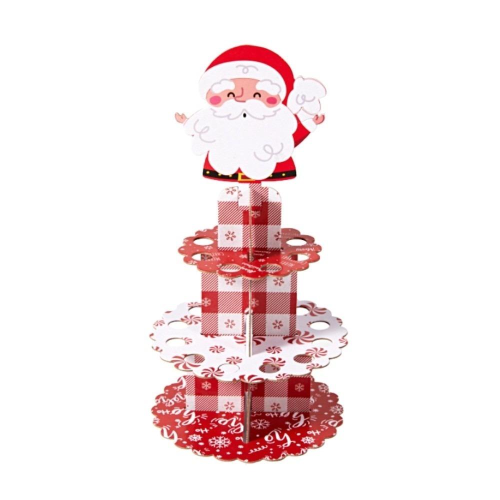 Round Santa Claus Cupcake Stand 3 Tier Cake Display Rack Christmas Party Supplies