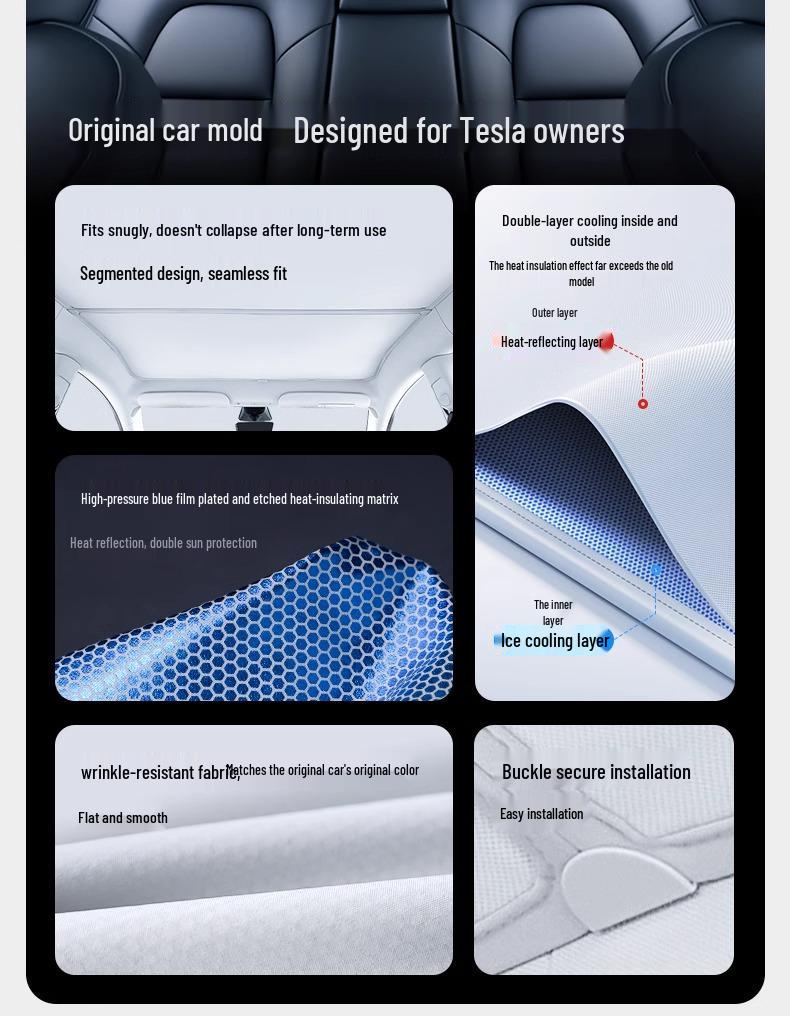 Tesla Model 3/Y Refresh Sunroof Honeycomb Magnetic Car Shade Accessories