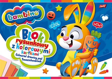 Bambino Blok Rysunkowy Z  Kolorowymi Kartkami A4, 16 Kartek