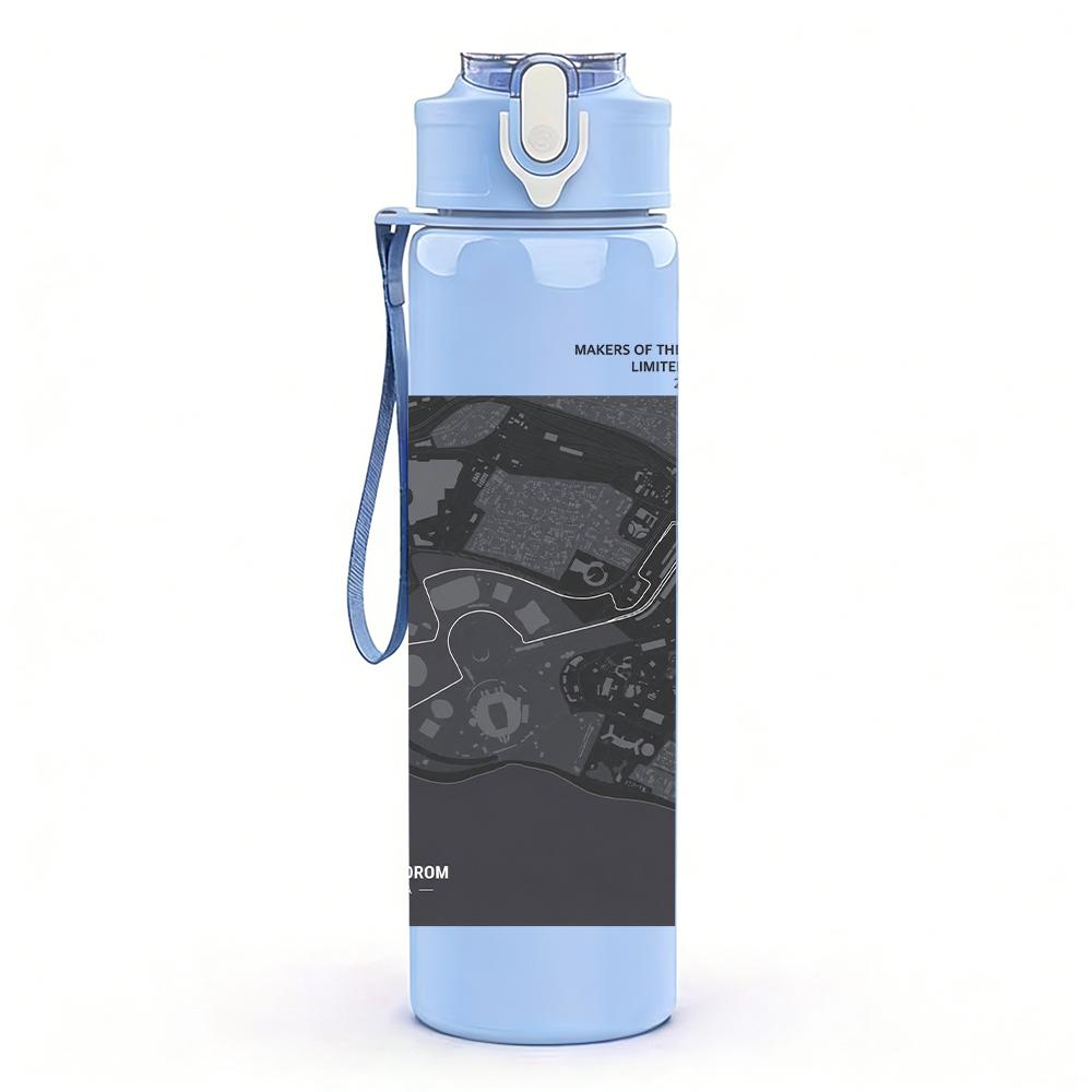 1PC Dark rectangular band album print 750ml colorful plastic sports water bottle leakproof pop up lid with straw for outdoor work home use