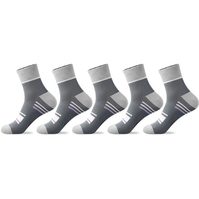 5/10 Pairs Men's Mid-calf Sports Socks Striped Breathable Cotton Socks Casual Socks Lot