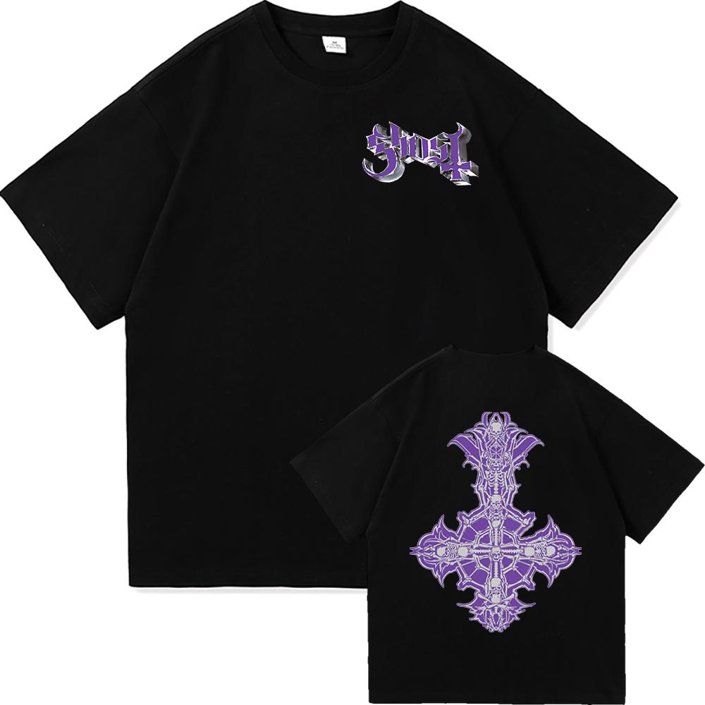 Футболка GHOST SKELETÁ World Tour 2025, модная мужская эстетичная винтажная хип-хоп футболка унисекс, сатанинская повседневная хлопковая футболка.