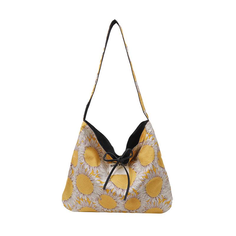 Весна и лето Новинка Ретро Этнический Стиль Цветочный Пэчворк Сумка Через Плечо Сумка Из Холщатки В Стиле Бохо Многоцелевая Женская Сумка