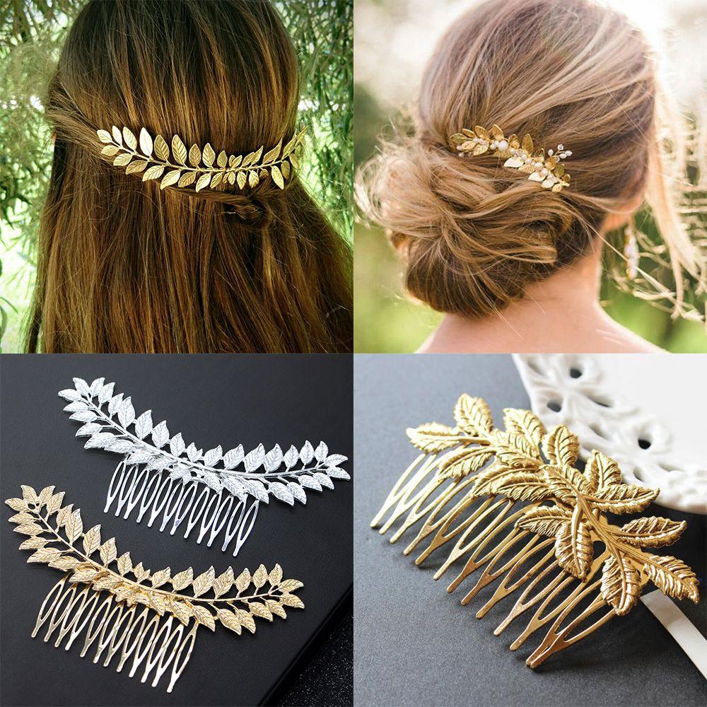 Fashion Gold Silver Hair Jewelry Women Headpiece Wedding Accessories Metal Leaf Bridal Hair Comb